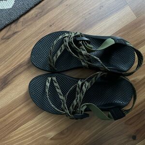 Black and Green Strappy Sandals